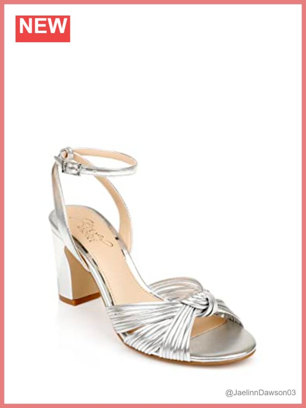 Metallic Knotted Block Heel Sandal Ankle Strap Wedding Heeled Sandals